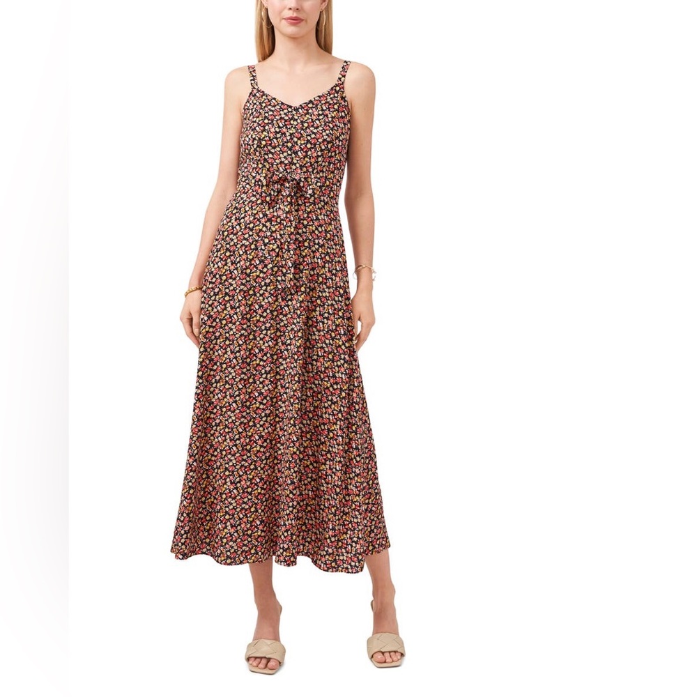 Vince Camuto Floral Front Tie Sleeveless Maxi Dress